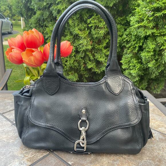 Cole Haan Handbags - Cole Haan Black Pebble Leather Village Shoulder Bag Satchel Silver Hardware